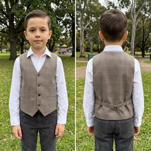 Paisley of London Henry Style Juniors Glen Check Pattern V-neck Vest size 8